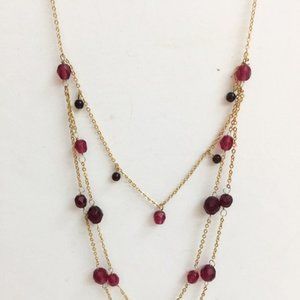 Express Necklace Tiered Layered Beads Gold Tone